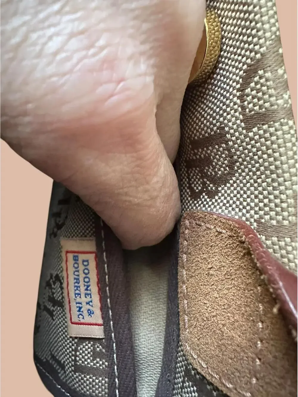 Dooney & Bourke DB Logo Canvas Drawstring Tote Y2K